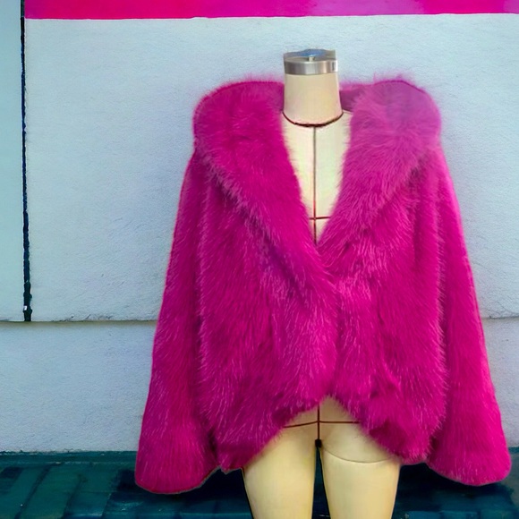 Hot Pink Cozy Chic Faux Fur Couture Hooded Plush Teddy Jacket - Picture 3 of 8